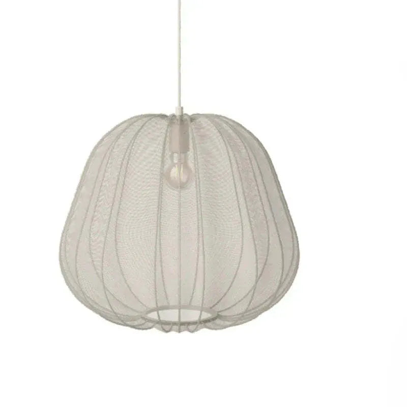 Japanese style net pumpkin ceiling lamp in iron, shown in a grey-blue colour variant.