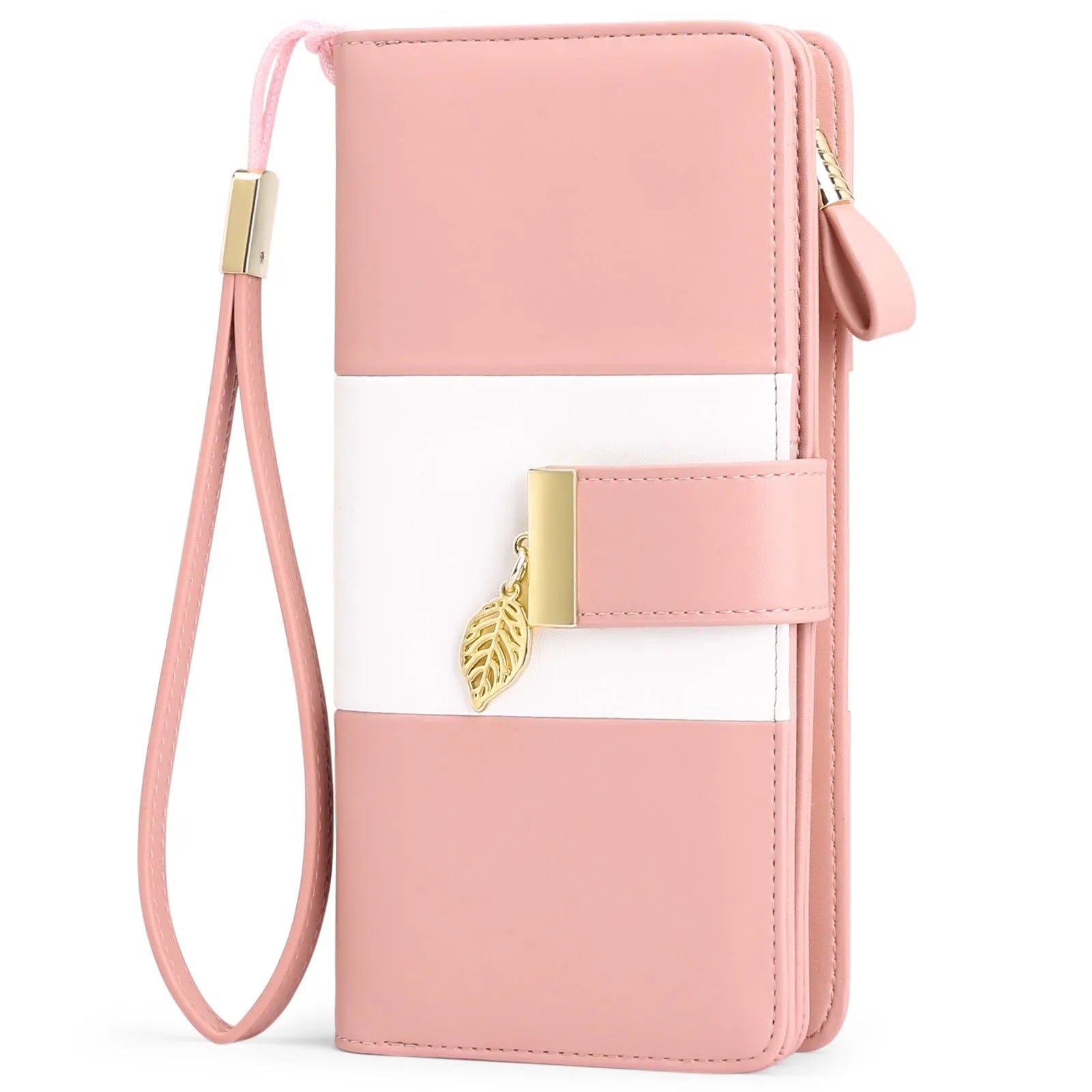 Lock-secure anti-theft PU leather clutch handbag in midnight black, showing front view.