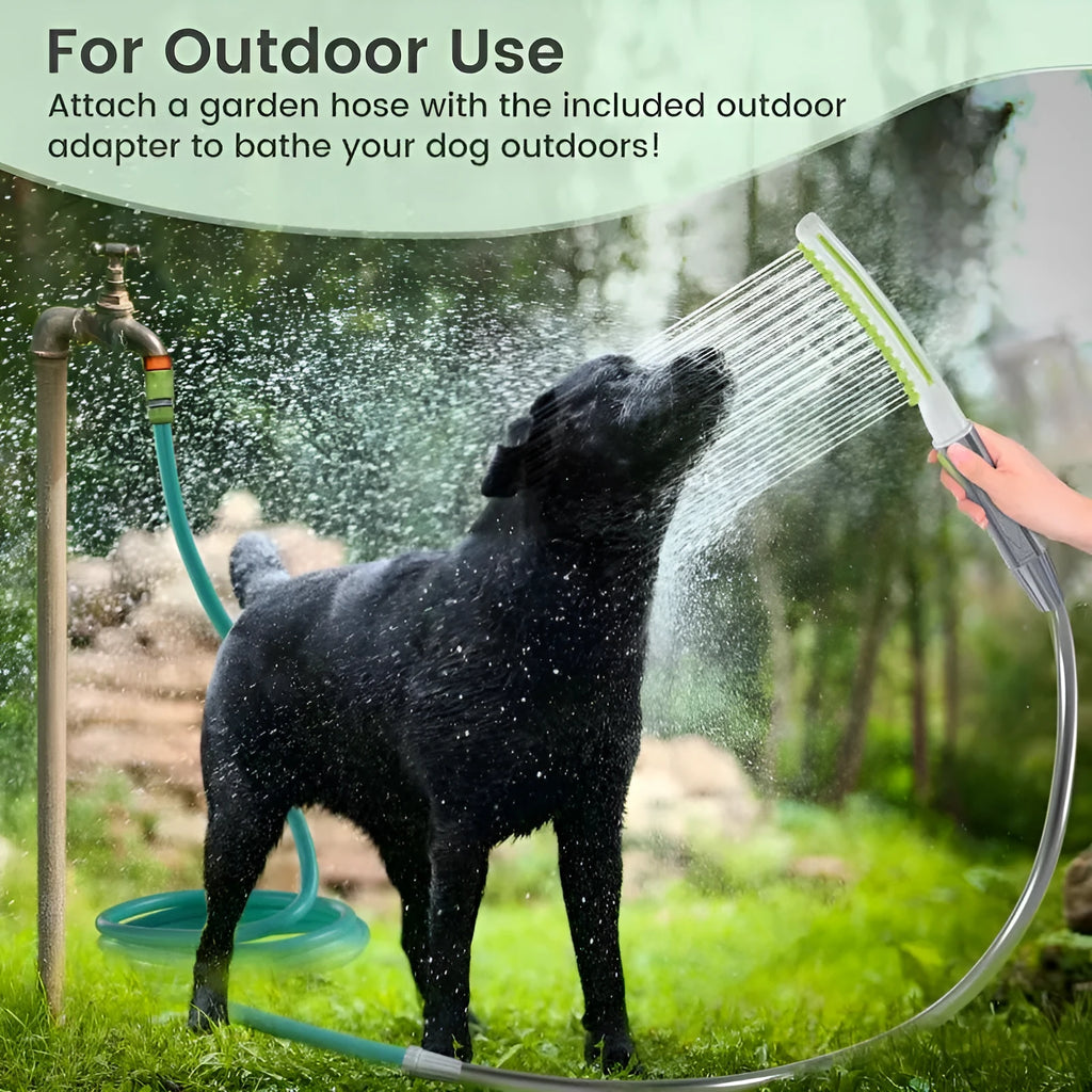 Pet bathing brush showerhead for dogs in blue and gray colour made from ABS material