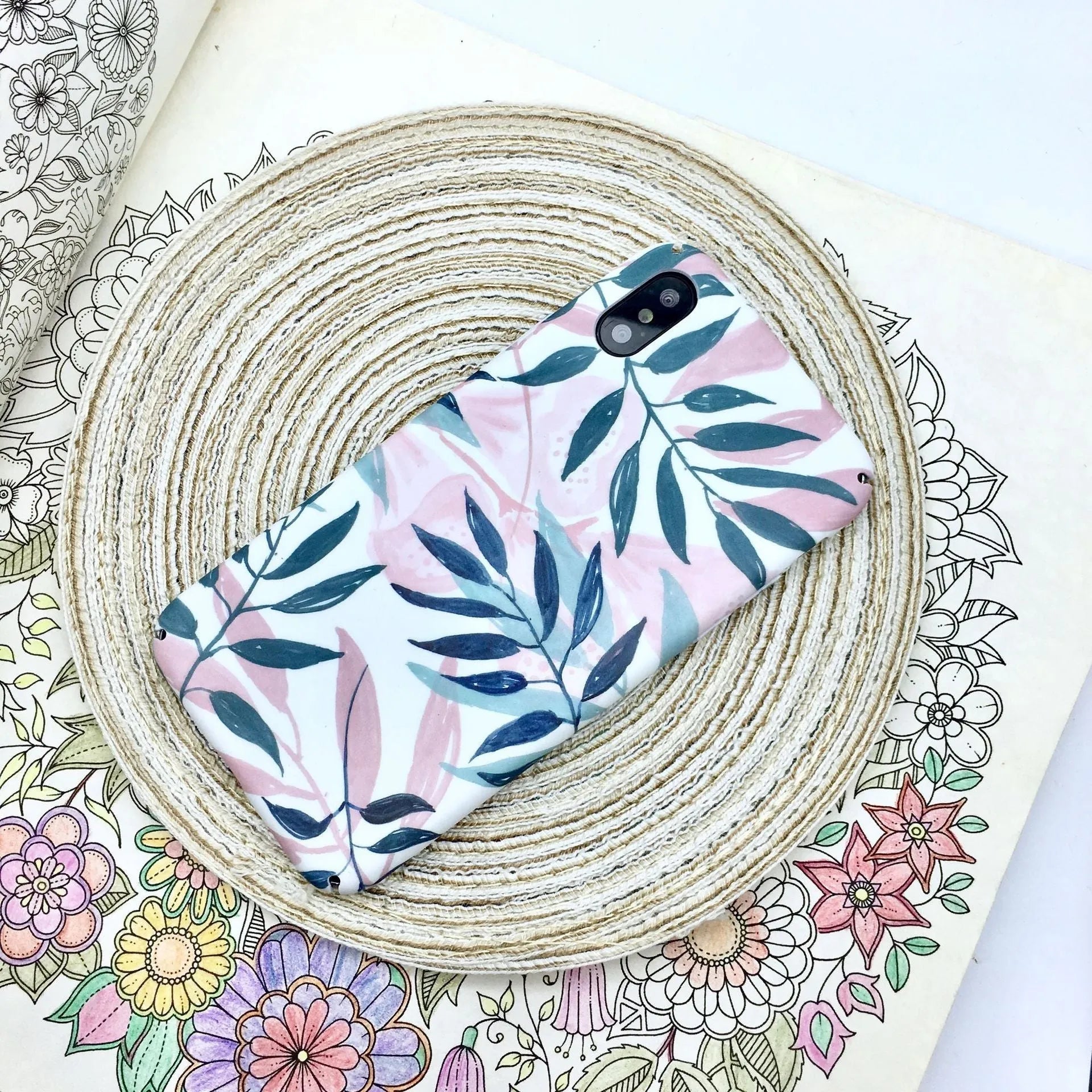 Green and pink painted hard plastic phone case back covers for OPPO, VIVO and iPhone models.