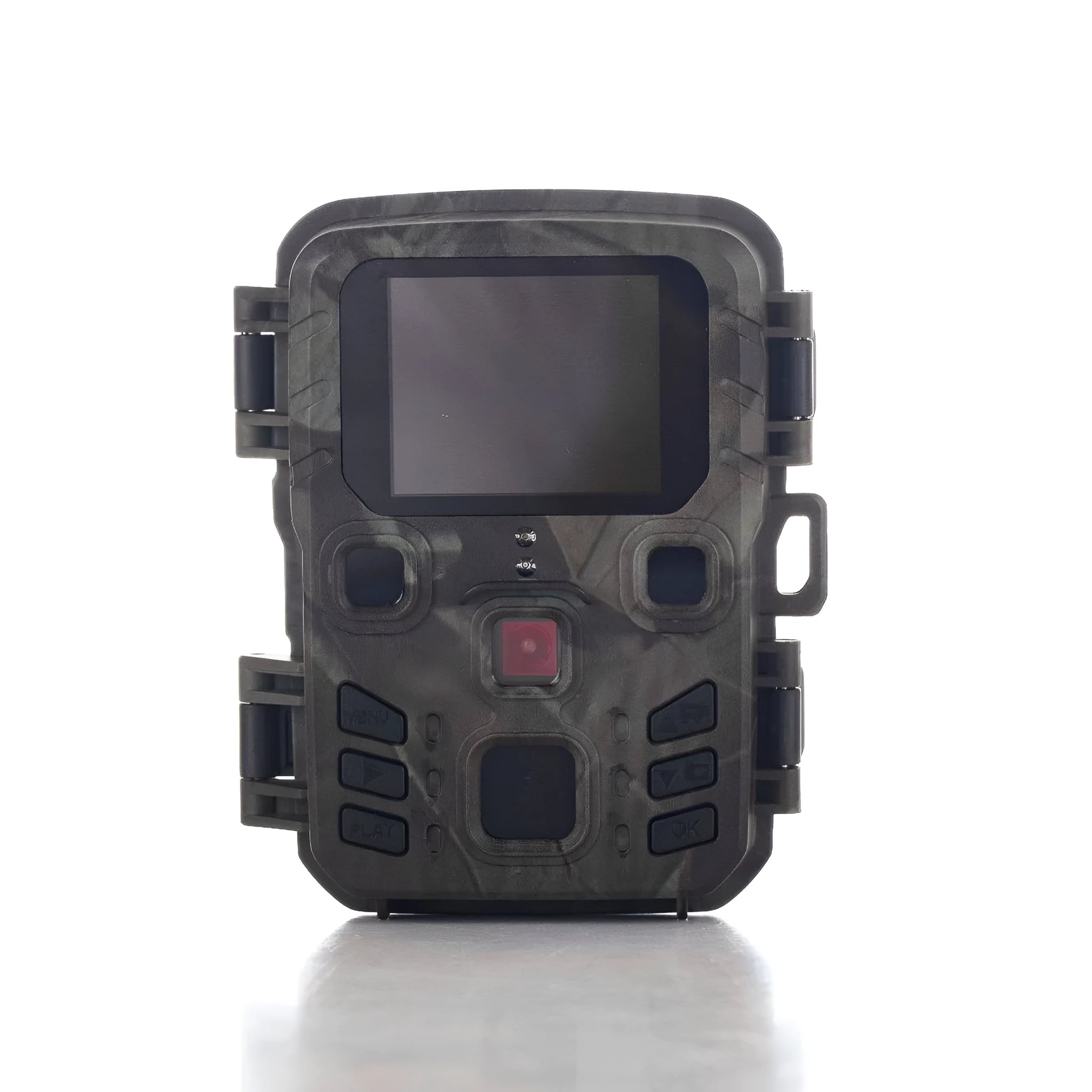 Black plastic infrared night vision security monitoring device with 12MP camera and TF card storage