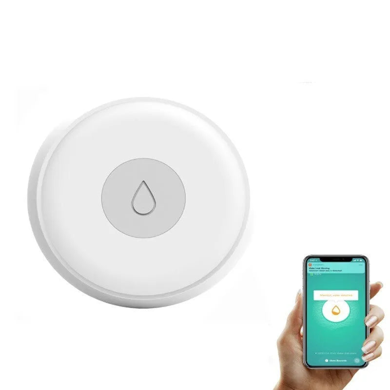 Smart wireless water leakage detection alarm sensor for home use with phone app notifications
