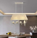 Bird chandelier ceiling lamp with fabric shade and iron frame in multiple head configurations