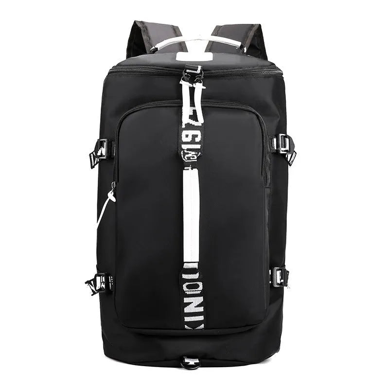 18-inch lightweight nylon gym bag for men in black with 36-55 litre capacity and polyester cotton lining