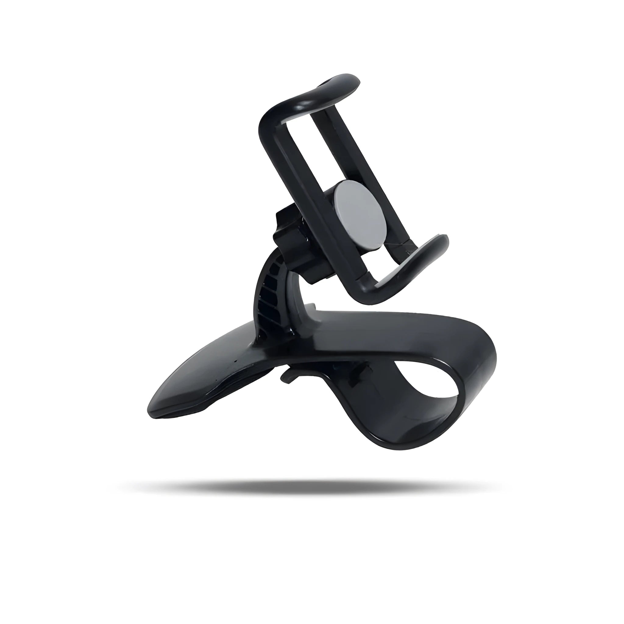 Rotating phone holder car pull clip direct view design ABS plastic black grey adjustable width
