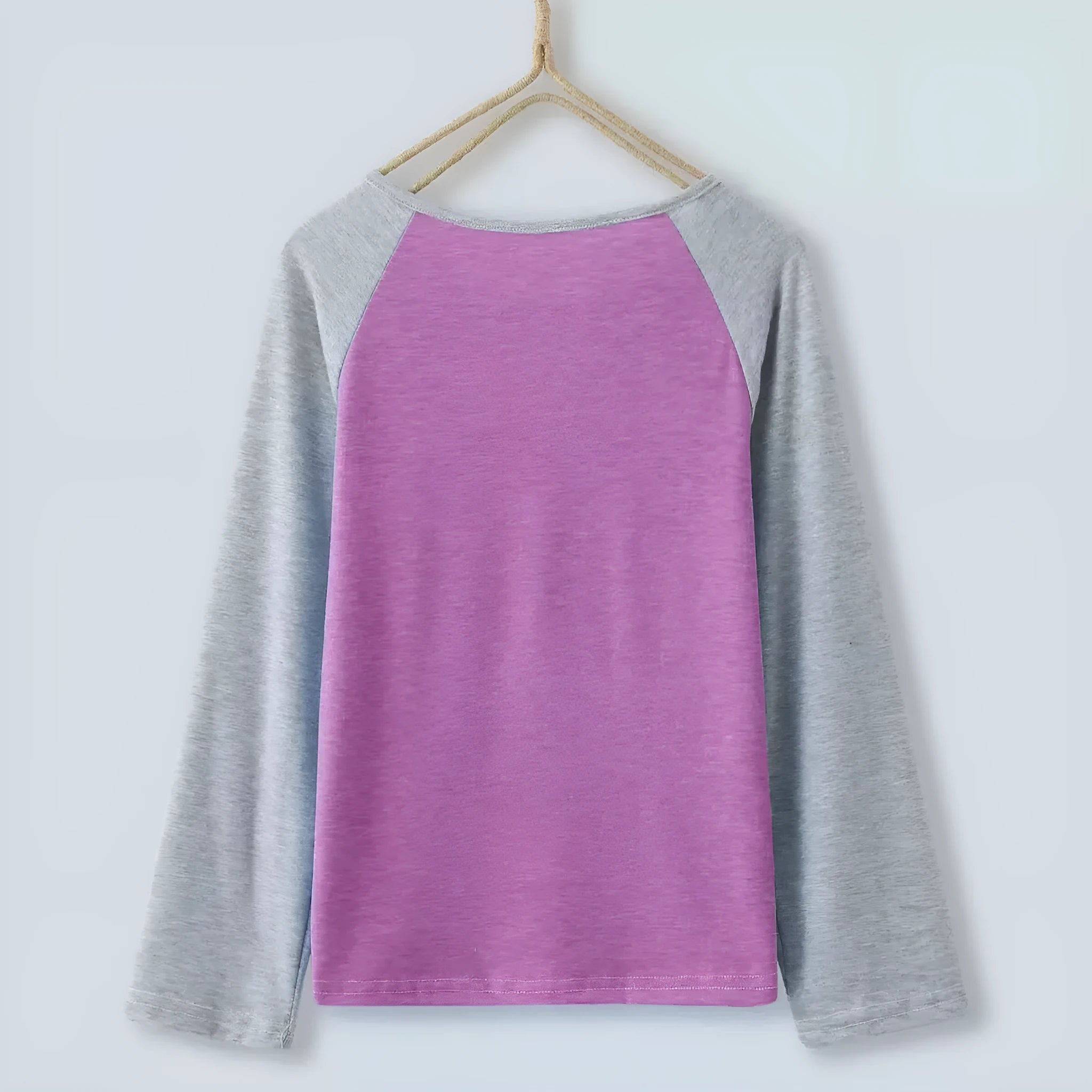 Women's anti-static cotton long sleeve t-shirt with contrast waist in watermelon red