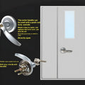 Stainless steel fireproof door push lock with external handle for 65cm single doors.