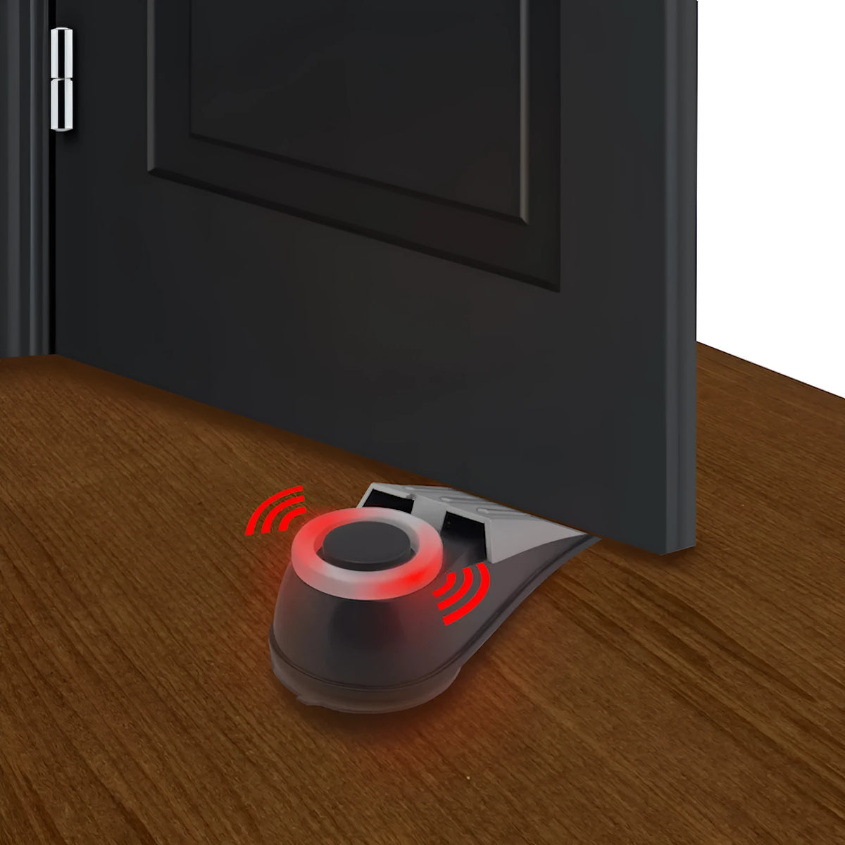 Hotel door stopper with flashing burglar alarm grey white wedge under door