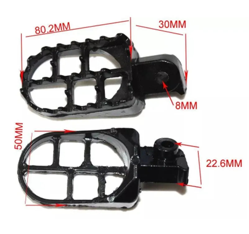 Aluminium off-road motorcycle foot pedal foot nail cover 14.7cm length 7.1cm width black and silver