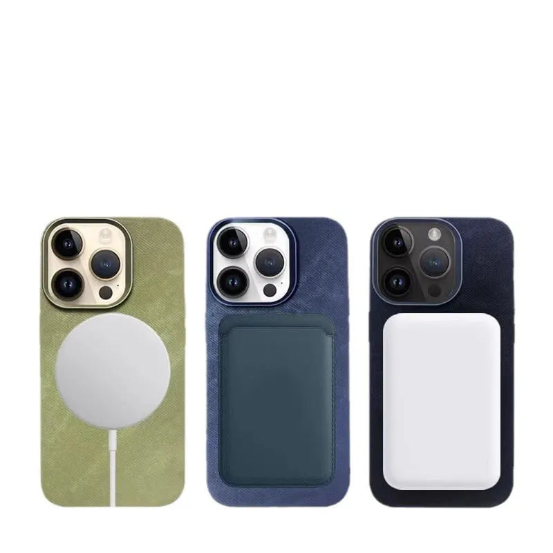 Magnetic velvet iPhone case in silver grey colour with shockproof hard case design