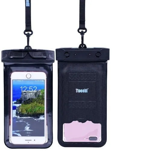 Waterproof PVC bag for mobile phones in multiple colours on a beach