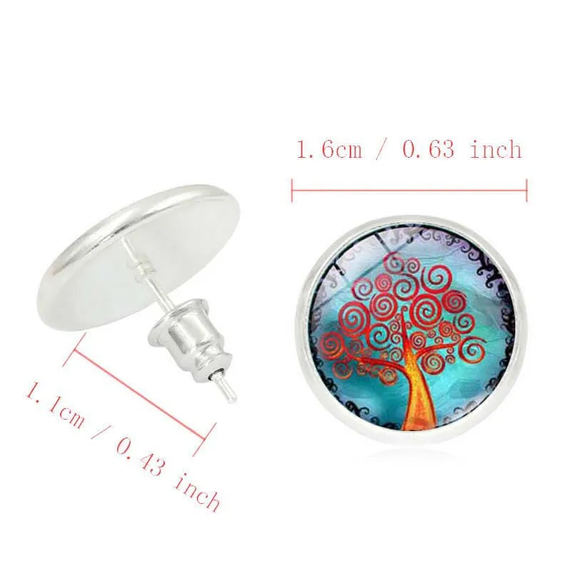 Tree of Life matching jewellery set with alloy necklace, bracelet and earrings featuring glass gem pendants