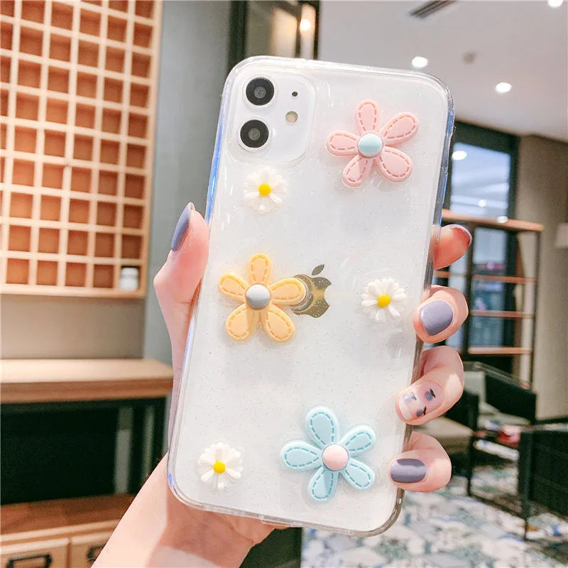 Soft rubber iPhone case with New Year's flowers and Xuanya flowers design in picture colour.