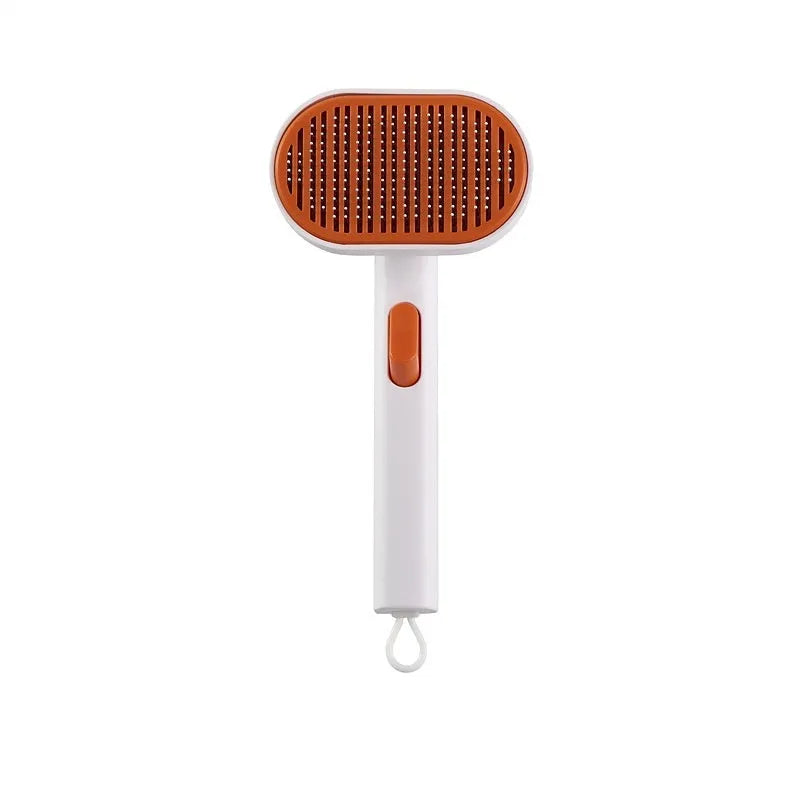 Pet automatic hair fading brush with stainless steel comb in white colour