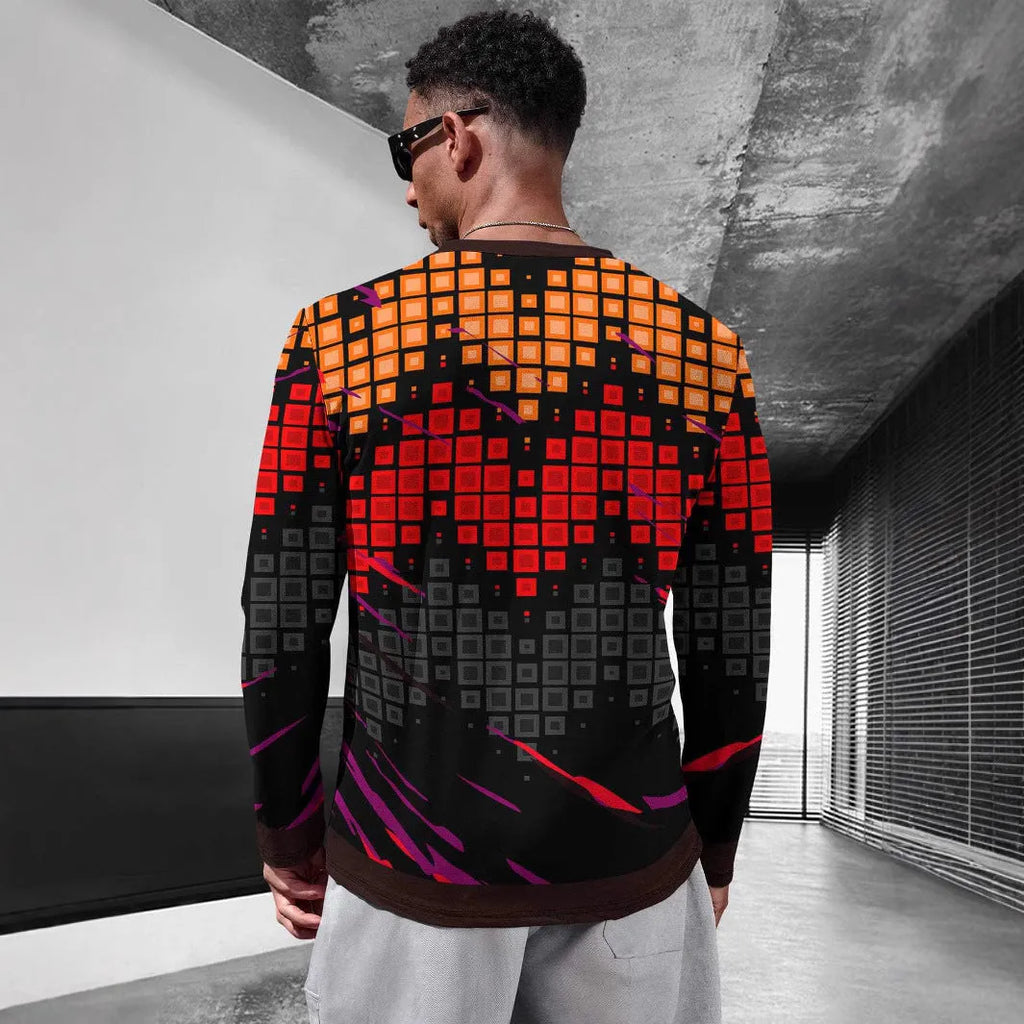 Men's simple long sleeve round neck pullover in milk silk fabric, shown in a casual colour.