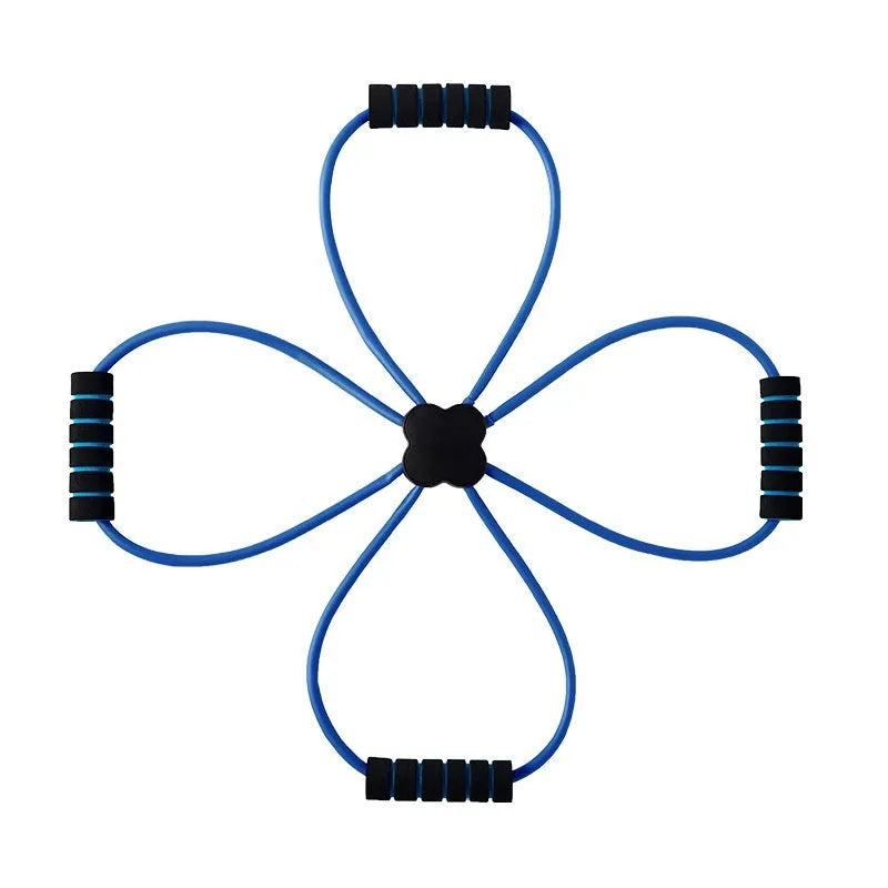 Blue eight character shoulder puller made of TPR material for women's fitness exercises.
