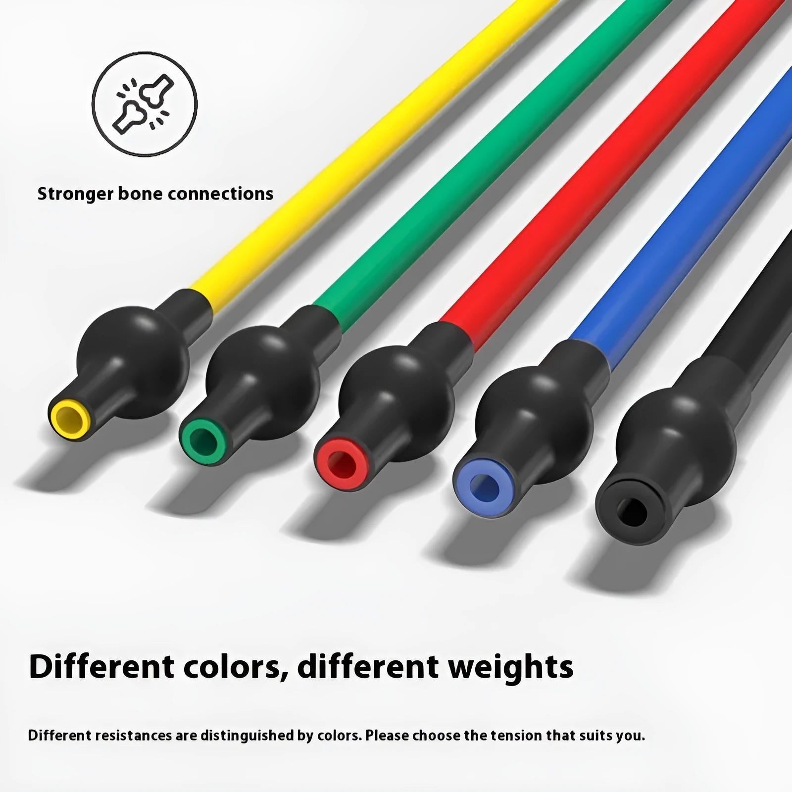 Adjustable chest expander with five colour-coded resistance levels for home fitness training