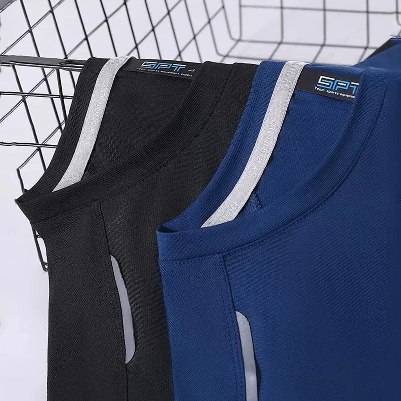Men's round neck short sleeve running T-shirt in ice silk quick-dry fabric available in multiple colours