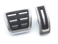 Black stainless steel Porsche Macan pedals with non-slip surface measuring 38x12x16cm