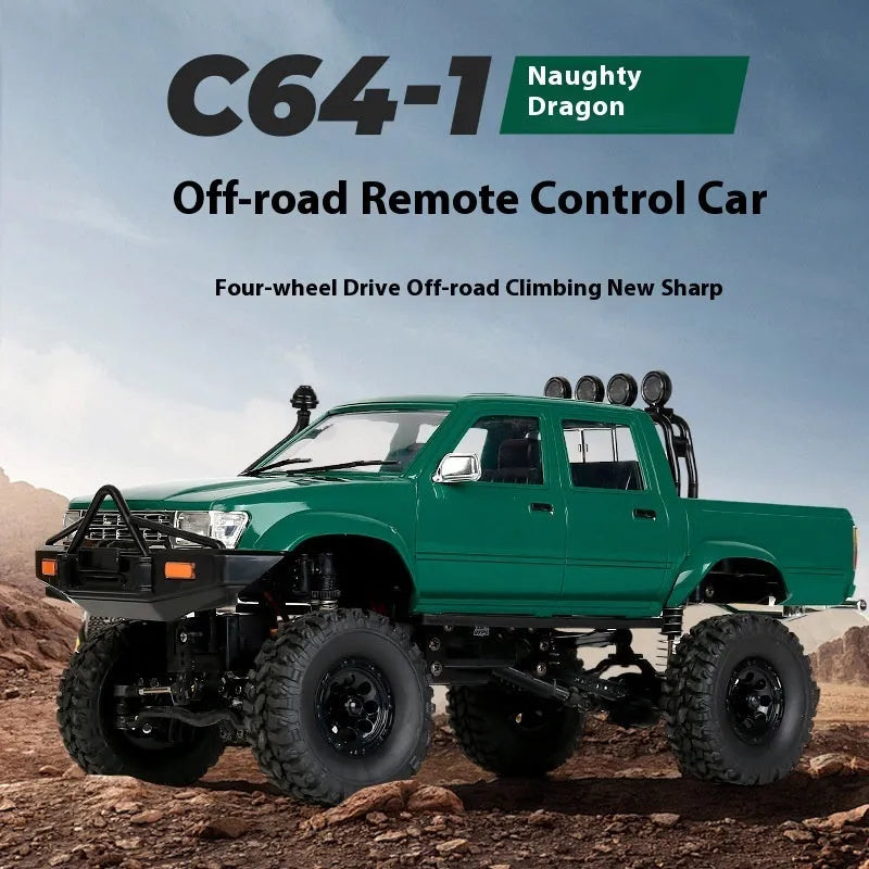All terrain pickup truck remote control car in green plastic for off-road rock crawling