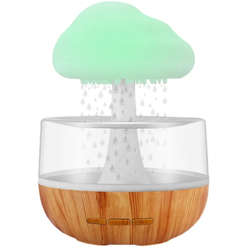 White raining cloud shaped humidifier with essential oil diffuser and multi-colour night light