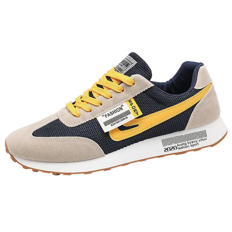 Trend all-match casual sports running shoes in white with breathable PVC upper and lace-up closure