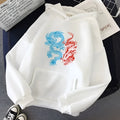 Men's dragon pattern pullover hoodie with wool lining and polyester fabric, colour B, adult male streetwear style