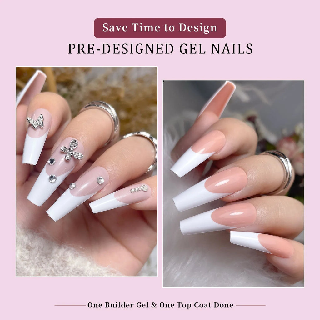 Box of 288 French manicure design nail stickers with seamless, ultra-thin removable decals.