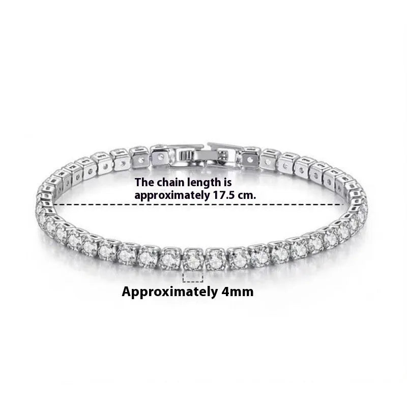 Women's simple diamond studded bracelet in gold finish with 4mm band width on white background