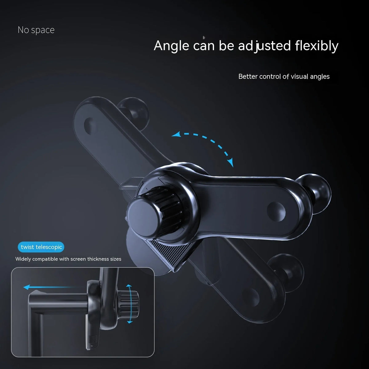 Vacuum adsorption on-board bracket for Tesla, 3 in 1 design with display clip for 4.5-6.5 inch phones