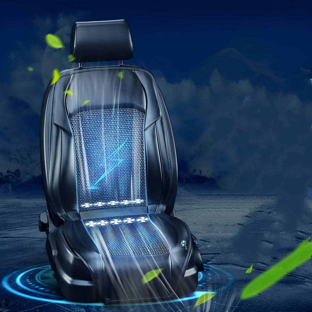 Ventilated car seat cushion with cooling fan grid in ABS material