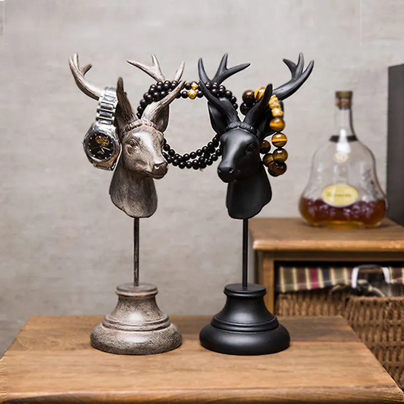 Solid natural resin deer sculpture home decoration ornament in wood colour finish.