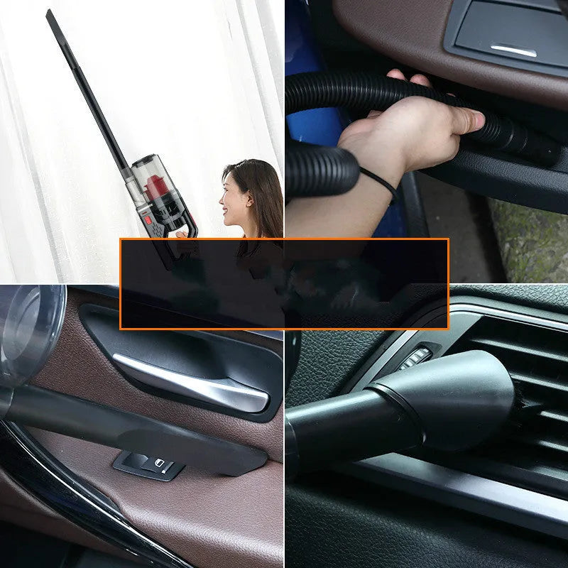Wired grey and red portable car vacuum cleaner with PC body