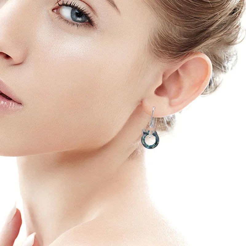 Austrian crystal S925 silver water drop earrings with diamond ear hook in purple