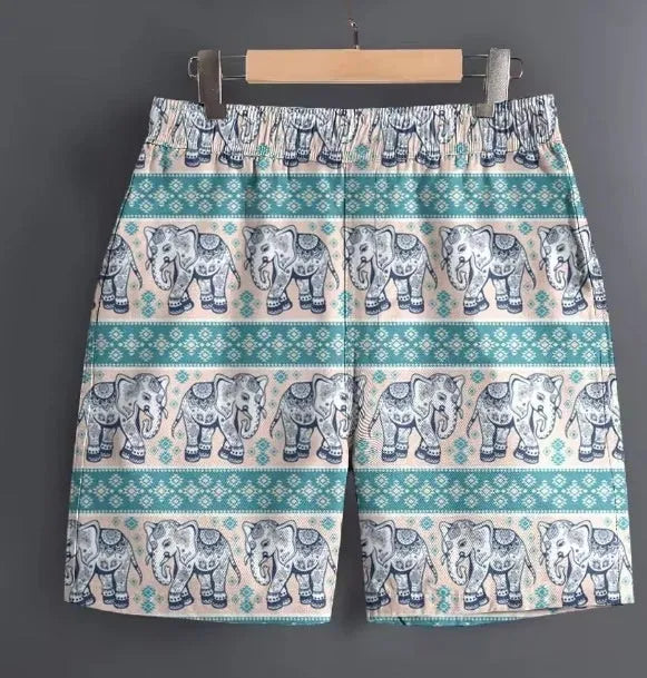 Men's polyester casual shorts in a camouflage pattern for outdoor sports