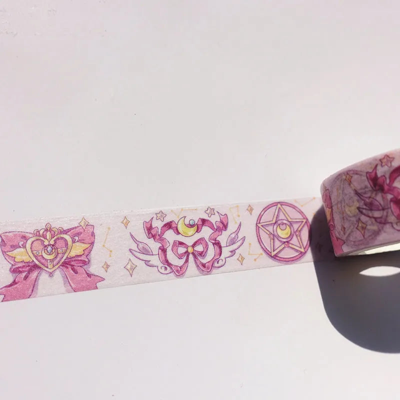 Roll of Japanese paper tape 5m x 1.5cm with decorative pattern on release paper