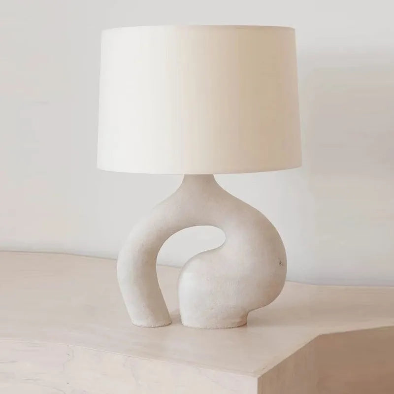 Modern minimalist Nordic fabric table lamp with resin base and cloth lampshade 30x45cm