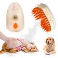 Yellow 4-in-1 cat steam brush with silicone bristles, water tank, and ringworm detector lamp for pet grooming.
