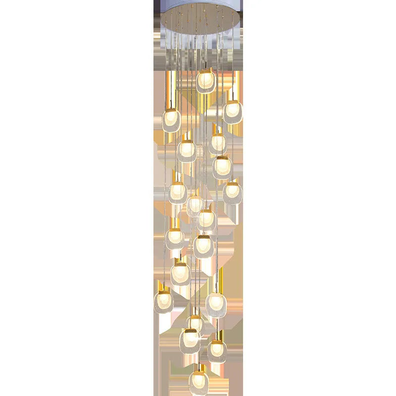Postmodern crystal chandelier gold 6 heads stainless steel chassis adjustable cable 600mm diameter