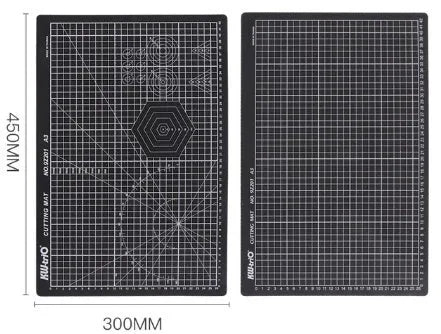 A3 self-healing cutting mat with centimetre measurement grid in green, black or grey