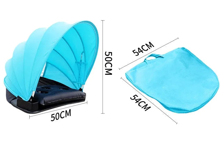 Outdoor sunproof fold beach umbrella in blue with Lycra mesh shed and PVC frame