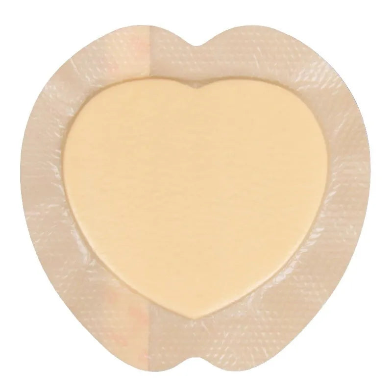 Large skin-coloured silicone foam pressure ulcer dressing sticker on white background