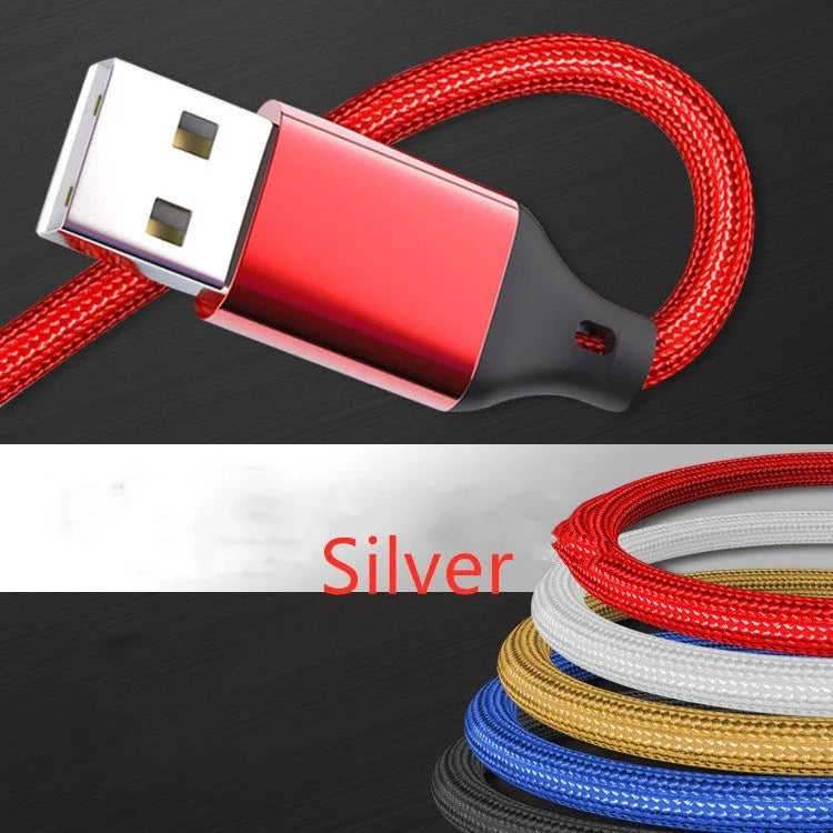 3-in-1 charging cable with TPE and nylon braid, 1.2 metre length, multiple colour options