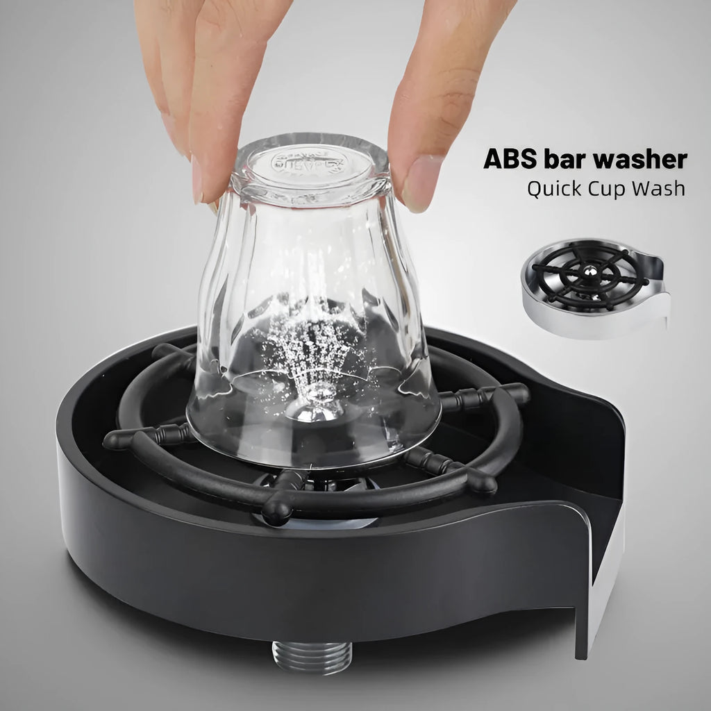 Bar counter cup washer with high-pressure spray nozzle and five-hole head in black and white colour options