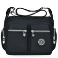 Nylon shoulder crossbody bag in casual style, available in multiple colours like black and red.