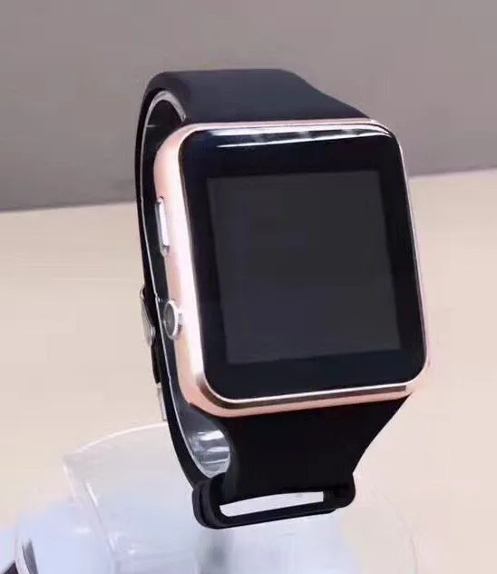 Smart watch with 1.54 inch touchscreen on a silicone strap, shown in black colour.