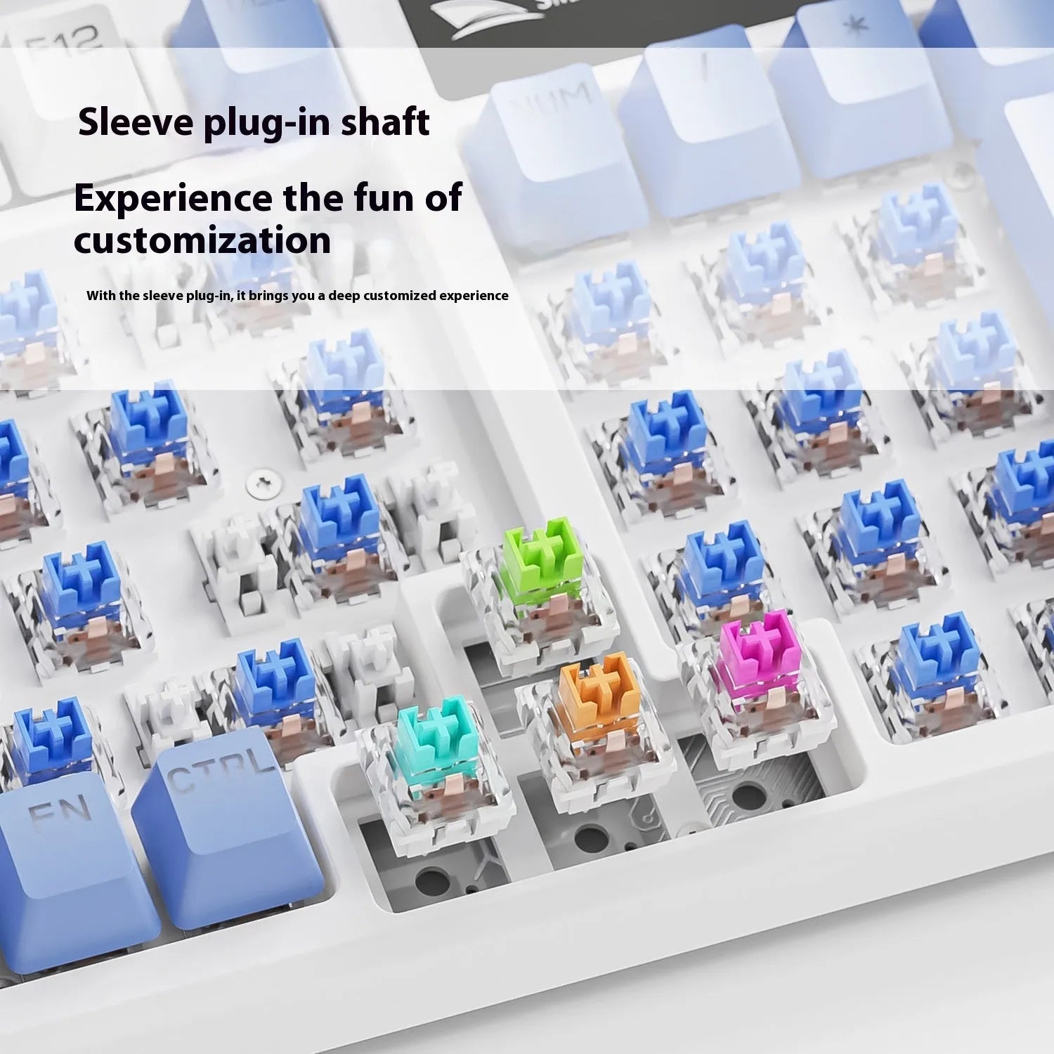 SK15 wired mechanical keyboard with volume knob in Black, Sunset Orange, or Autumn Water Blue colours