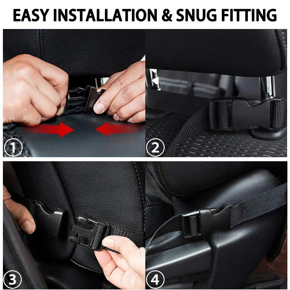 Black car seat back storage pouch with 9 bags and touch screen iPad holder, 61x41cm, 600D Oxford cloth