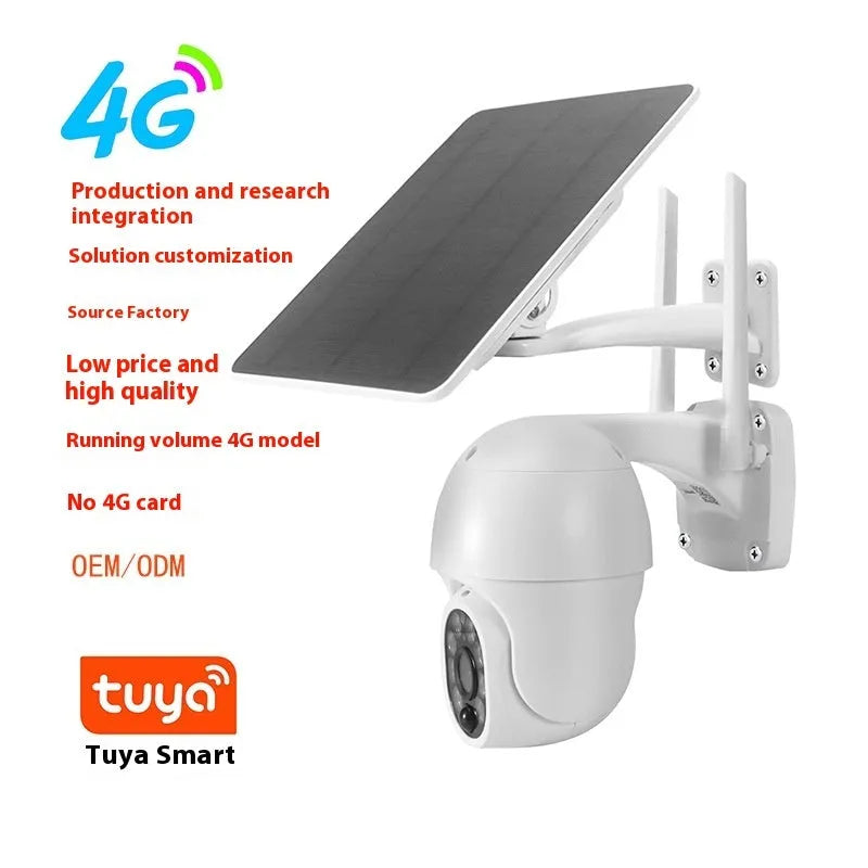 Graffiti solar surveillance camera outdoor waterproof 4G camera 2-inch ball machine with solar panel