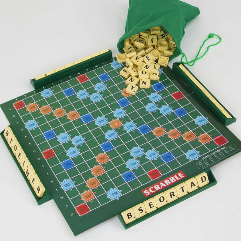Scrabble English board game with paper chessboard and plastic tiles in colour 6680E